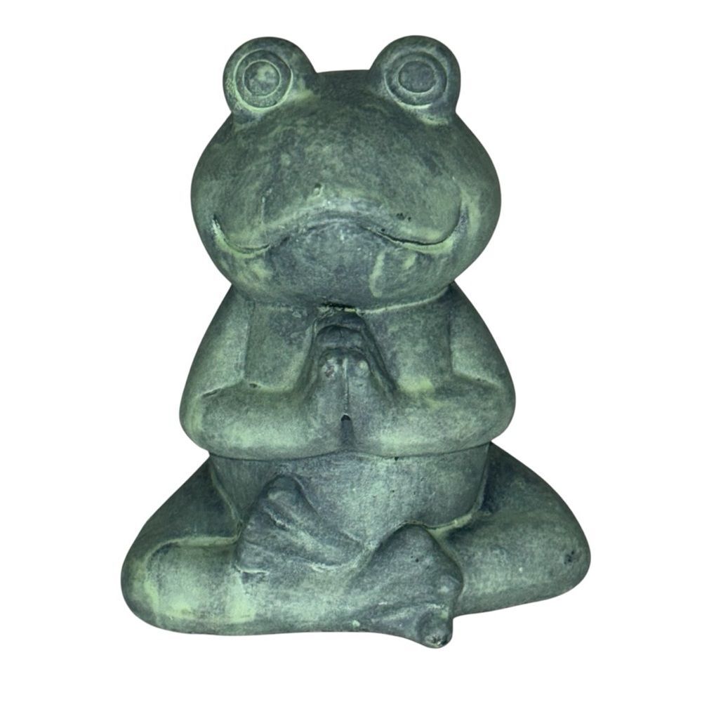 Meditative Green Frog Concrete Statue